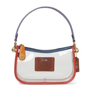 NWT COACH Stadium Swinger Leather Bag Clear Translucent PVC Rainbow Multicolor